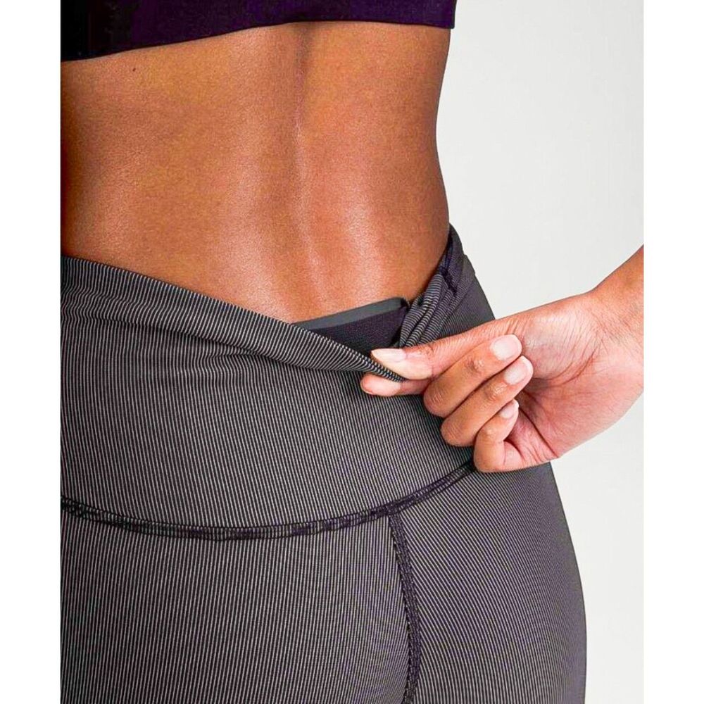 Lululemon Base Pace High-Rise Tight 25" Stripe Ribbed Black Gray EUC size 4 - Picture 3 of 7
